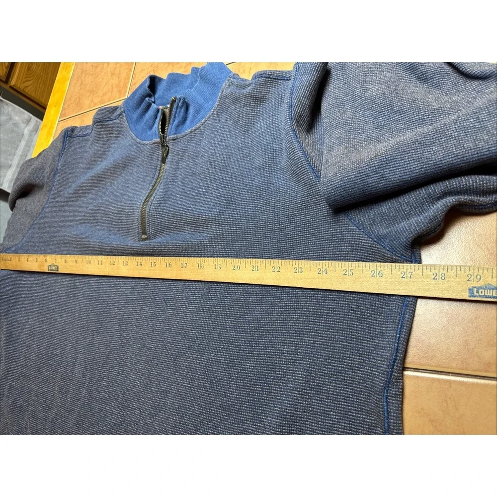 Robert Graham‎ Sweater Men Sz XXL Blue 1/4 Zip Pullover Waffle Knit Cotton